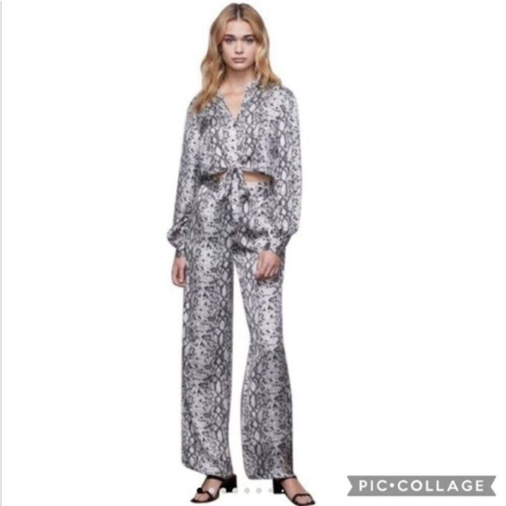 Good American Python Snake Print Wide Leg Pants High Rise New 2 4 S - Picture 3 of 12